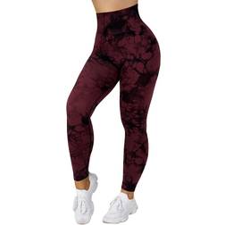 Mooslover Seamless Training Leggings - Wine Red Tie-Dye