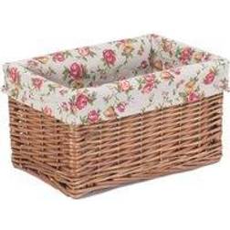RED HAMPER Double Steamed Garden Rose Lined Willow Storage Basket