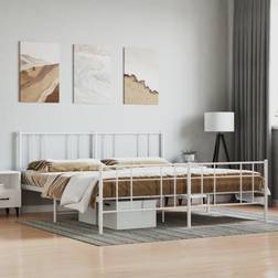 vidaXL Sengeramme I Metall Med Hode- Og Fotgavl Hvit 180x200 cm Sängram