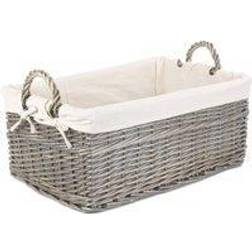RED HAMPER Large Shallow Lined Antique Wash Basket