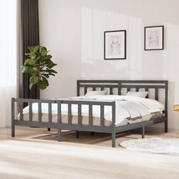 vidaXL Sengeramme Grå Heltre 200x200 cm Sängram