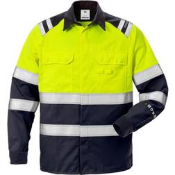 Fristads arbejdsskjorte 7051, Hi-Vis Gul/Mørk Marine