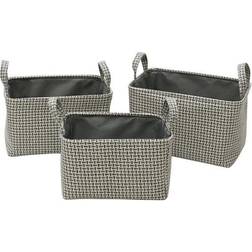 JVL Silva Rectangular Fabric Baskets with Handles, Set 3 Storage Box