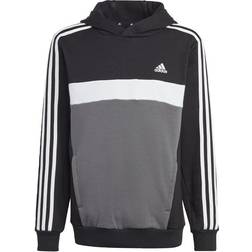 adidas Junior Tiberio 3-Stripes Colorblock Fleece Hoodie - Black/White/Grey Five