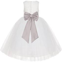 Ekidsbridal Junior Floral Lace Flower Girl Christening Baptism Dress - Ivory/Biscotti