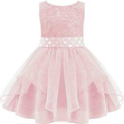 MSemis Baby Girl's Christening Baptism Party Formal Dress - Pink