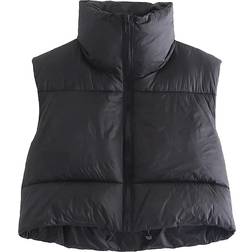 Keomud Women's Winter Crop Vest - Black