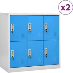 vidaXL Locker Cabinets 2 Pcs Light Grey Blue Wall Shelf