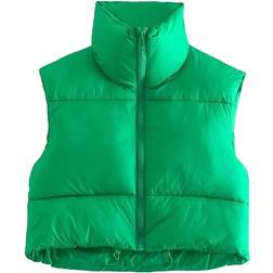 Keomud Women's Winter Crop Vest - Green