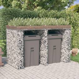 vidaXL Gabionvæg skraldespand 192x91x120 galvaniseret jern