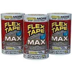 FLEX SEAL 8 Flex Tape MAX Clear Strong Rubberized Waterproof Tape, 3-Pack