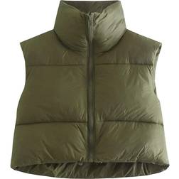 Keomud Women's Winter Crop Vest - Armygreen