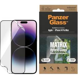 PanzerGlass Matrix Hybrid Glass Ultra-Wide Fit with EasyAligner Antibacterial Screen Protector for iPhone 14 Pro Max