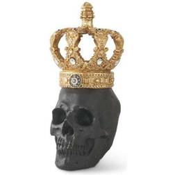 Black Resin Halloween Skull with Gold Crown