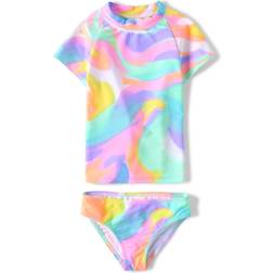 The Children's Place,Short Sleeve Rashguard Swimsuit,girls,Scooter Pink Neon,X-Large