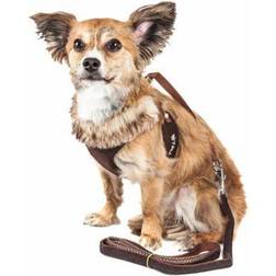 Petlife 'Furracious' 2-In-1 Mesh Reversed Adjustable-Leash W/ Removable Fur Collar Dog Brown - Brown