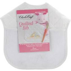 DMC Charles Craft Quilted Baby Bib 14 Count 9"X9"-Solid White