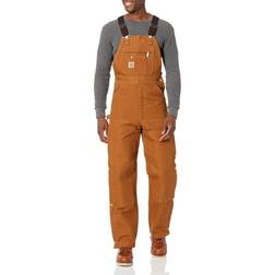 Carhartt mens Quilt Lined Zip To Thigh Bib Overalls Brown x