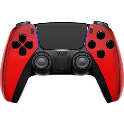 ModdedZone chrome red custom un-modded controller unique design for ps5