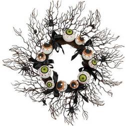 Northlight Unlit Eyeballs Spiders Halloween Twig Wreath Decoration