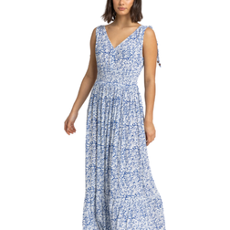 Roman Ditsy Floral Shirred Waist Maxi Dress - Blue