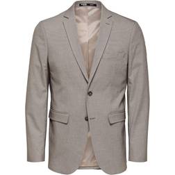 Selected Slim Fit 2-Knoops Colbert Met All-Over Motief - Middenbruin