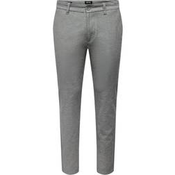 Only & Sons Men's ONSMark Linen Blend Chinos - Grey/Grey Pinstripe