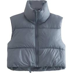 Keomud Women's Winter Crop Vest - Haze Blue