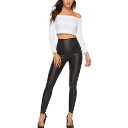 Riojoy High Waist Butt Lifting Pleather Pants - Basic Matt Black