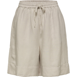 Selected High Waist Shorts - Natural