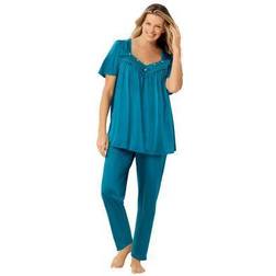 Plus Women's Silky 2-Piece PJ Set by Only Necessities in Deep Teal Size 4X Pajamas