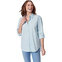 Gloria Vanderbilt Women's Amanda Monogram Button Down Shirt, Pale Sky