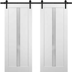SartoDoors Double Barn Sliding Door Clear Glass (x82.7")