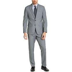 Van Heusen Men's Flex Plain Slim Fit Suits - Black/White Tic