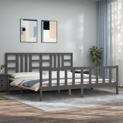 vidaXL Bed Frame With Headboard 200 x 200 cm Grey