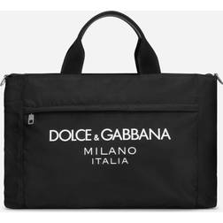 Dolce & Gabbana Nylon holdall with rubberized logo black_black one size