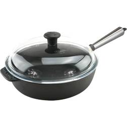 Carl Victor Sautérpande i Støbejern med Glaslåg Diameter 25 cm - Sort med låg 25cm