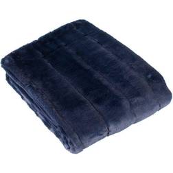 Paoletti Empress Faux Fur Blankets Blue, Natural