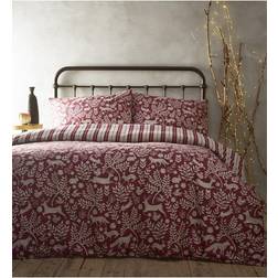 Furn Skandi Woodland Double Duvet Cover Red, White