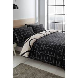 Catherine Lansfield Linear Curve Duvet Cover White, Black