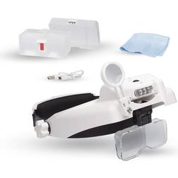 LightCraft Professional LED Headband Magnifier With Bi-Plate Magnification & Loupe