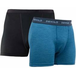 Devold Breeze Boxer 2-pack - Black/Blue Melange