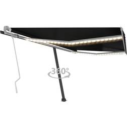 vidaXL Manuell Uttrekkbar Markise Med LED 400x350 cm Antrasitt