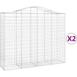 vidaXL Gabionkurver Buede 2 Stk 200x50x160/180 cm Galvanisert Jern