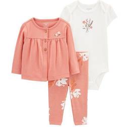 Carter's Baby's Little Cardigan Set 3-piece - Pink/White