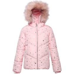 Rokka&Rolla Girl's Heavyweight Puffer Jacket Bubble Coat - Crystal Rose Silver Star