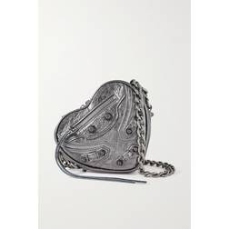 Balenciaga Le Cagole Heart Metallic-leather Cross-body Bag Womens Silver silver ONE SIZE