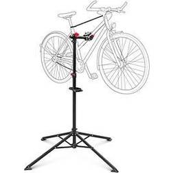 Relaxdays Bicycle Stand with Tool Storage for Bike Maintenance and Folding and Adjustable 4 Legs Steel Black