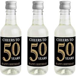 Adult 50th Birthday Gold Mini Wine Bottle Stickers Party Favor Gift 16 Ct Black Black