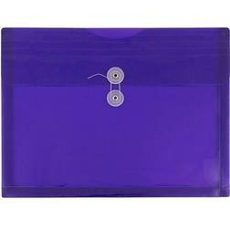 Jam Paper Plastic Envelopes with Button & String Tie Closure Letter Booklet 9 3/4 x 13 Purple 12/Pack